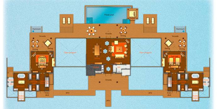 Grundriss, Two Bedroom Water Pool Residence | Anantara Kihavah Villas