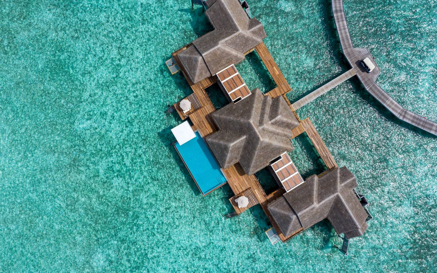 Anantara Kihavah - Pool View Two Bedroom Beach Pool Residence Drohnenaufnahme