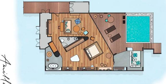 Grundriss, Reef Water Pool Villa | Amilla Fushi, Malediven