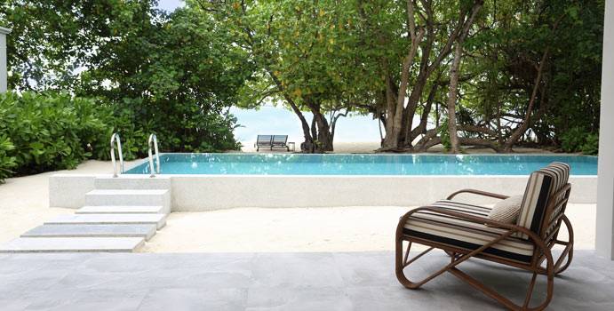 Pool, Wohnen, 600qm Beach House, Amilla Fushi, Malediven