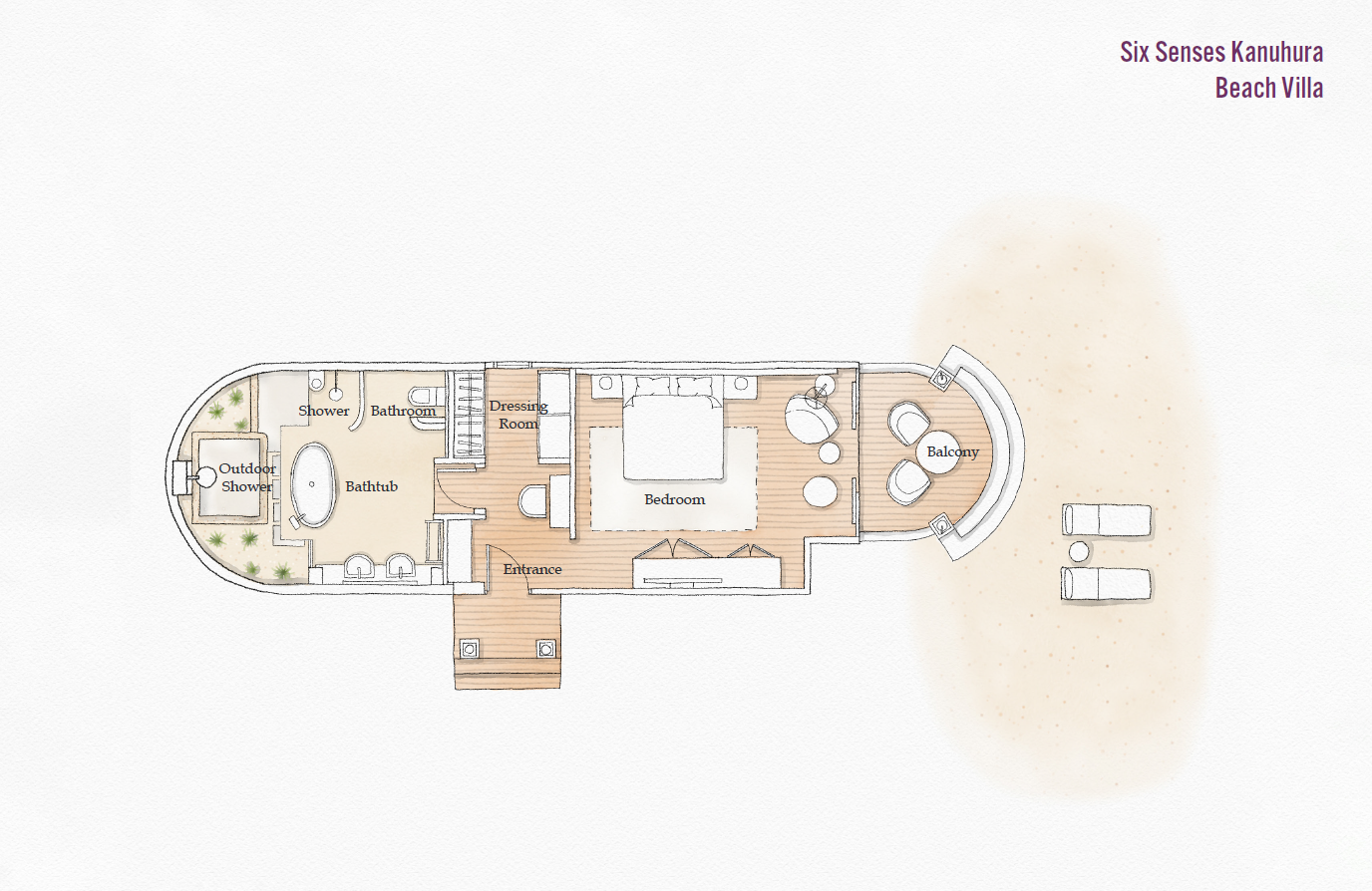 Six Senses Kanuhura, Beach Villa, Grundriss