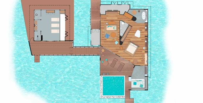 Grundriss Bedroom Ocean Lagoon House, Amilla Fushi, Malediven