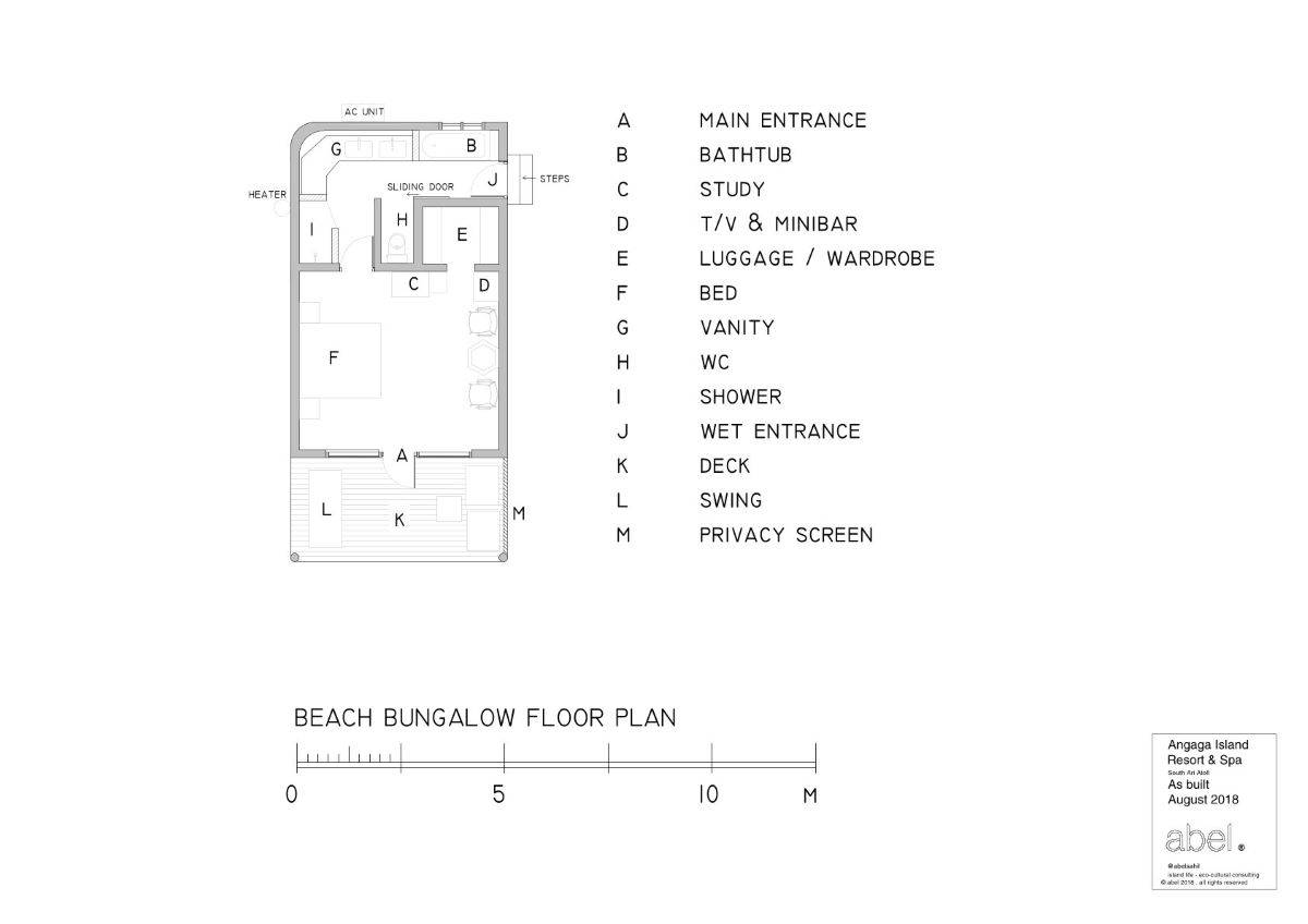 Angaga Island Resort & Spa, Malediven, Beach Bungalow, Grundriss