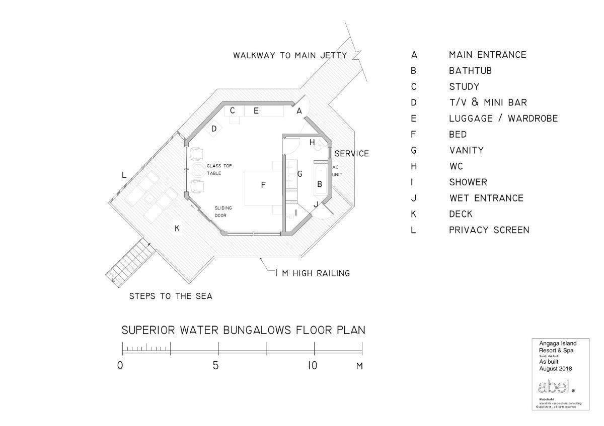 Angaga Island Resort & Spa, Malediven, Superior Water Bungalow, Grundriss