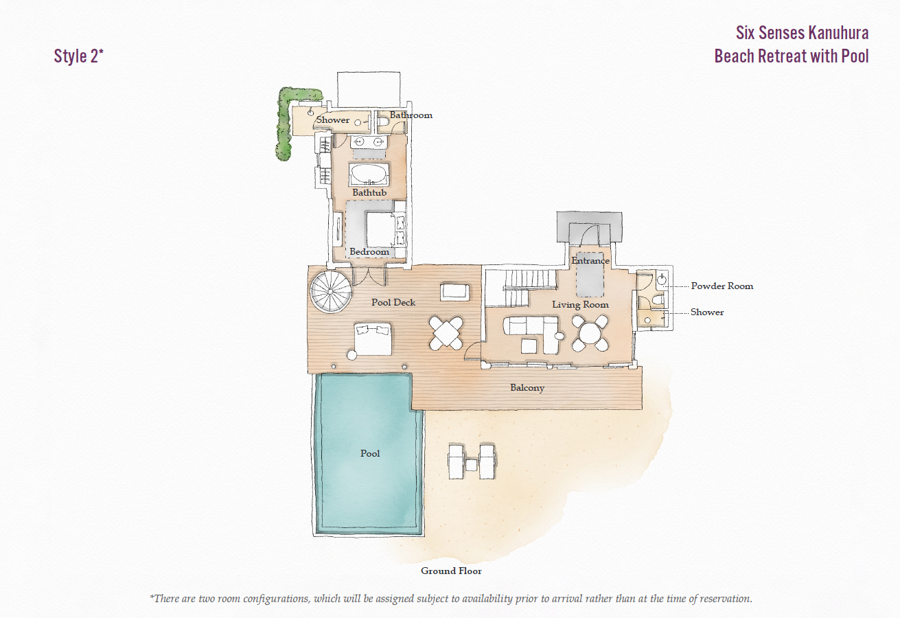 Six Senses Kanuhura, Beach Retreat with Pool, Grundriss EG 2