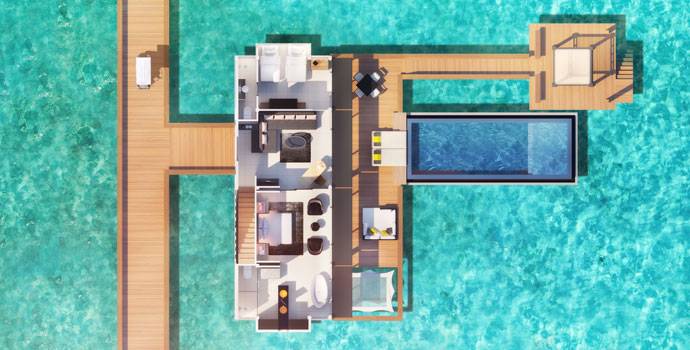 Grundriss, Deluxe InOcean Two Bedroom Pool Villa, Angsana Velavaru