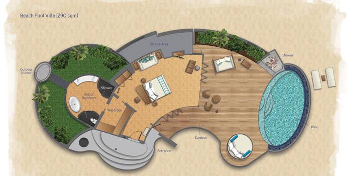 Grundriss, Beach Pool Villa | Milaidhoo Island, Malediven