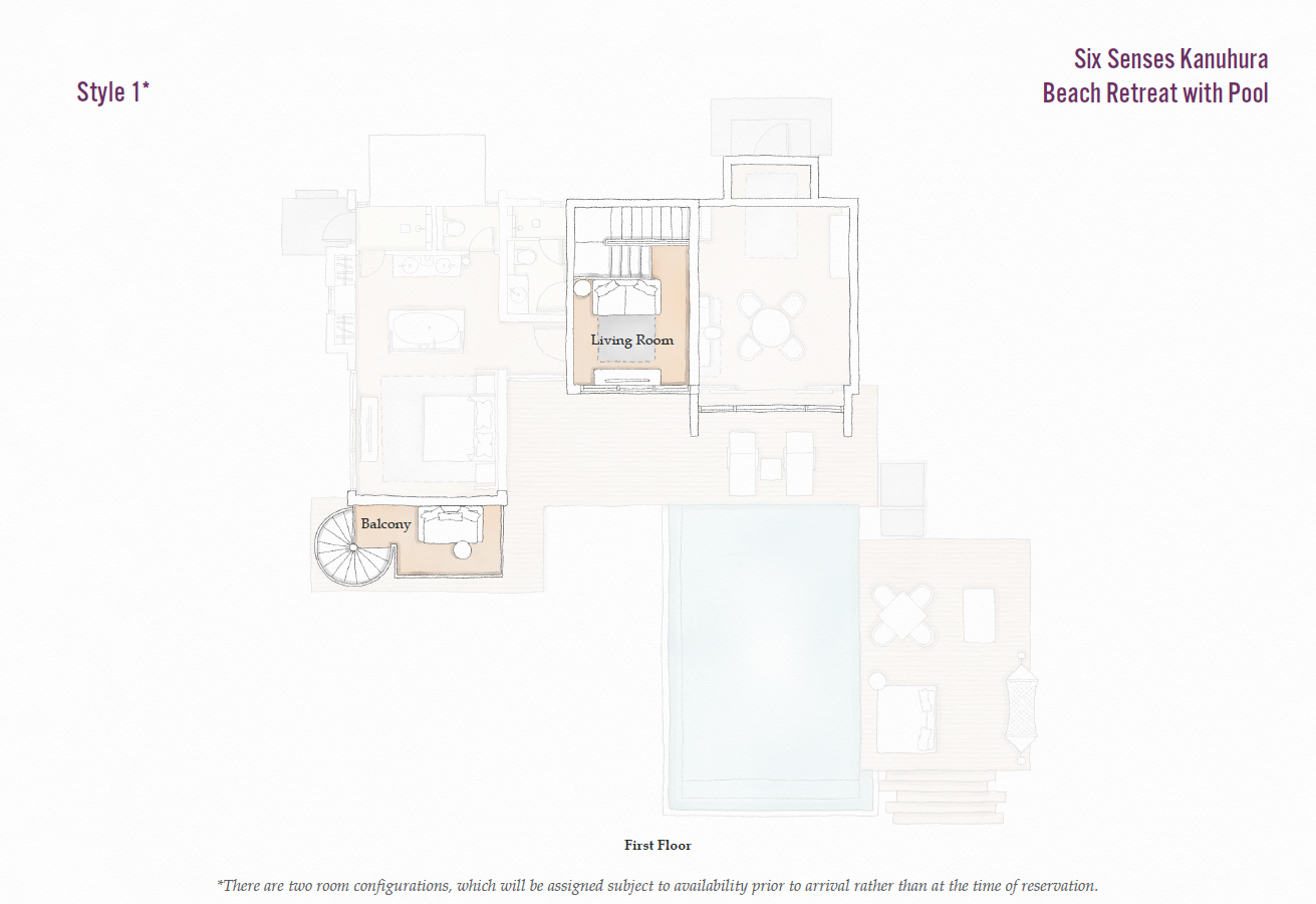 Six Senses Kanuhura, Beach Retreat with Pool, Grundriss OG 1