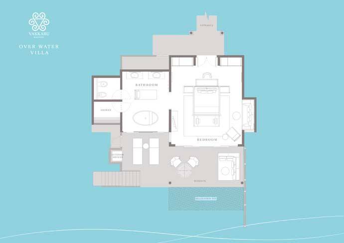 Grundriss, Over Water Villa, Vakkaru Maldives