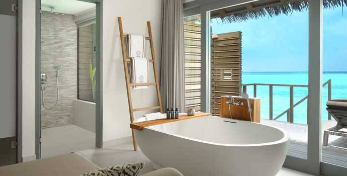 Badezimmer, Over Water Family Pool Villa, Vakkaru Maldives