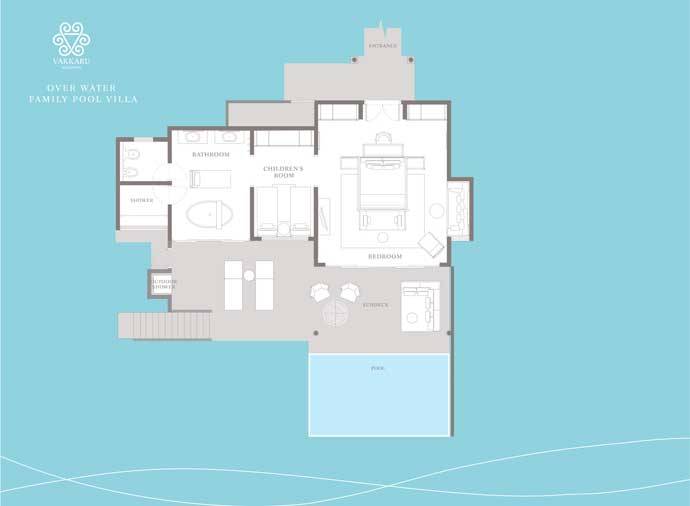 Grundriss, Over Water Family Pool Villa, Vakkaru Maldives