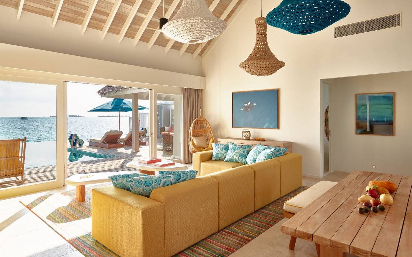Seaside Finolhu, Baa Atoll, Maldives, Two Bedroom Ocean Pool Villa, Wohnzimmer