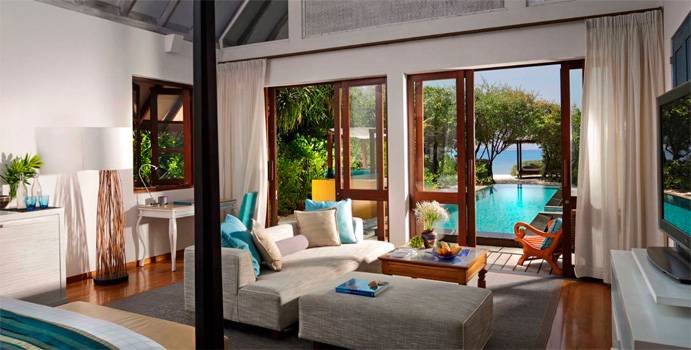 Wohnen, Beach Villa mit Pool, Four Seasons Resort Maldives