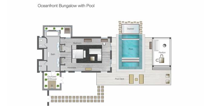 Floorplan, Premier Oceanfront Bungalow mit Pool, Four Seasons Resort Maldives