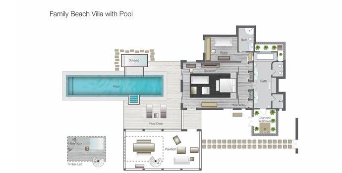 Floorplan, Family Beach Villa mit Pool, Four Seasons Resort Maldives