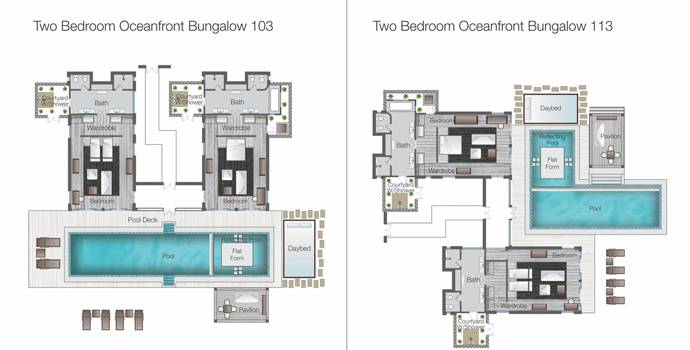 Floorplan, Two-Bedroom Oceanfront Bungalow mit Pool, Four Seasons Resort Maldives