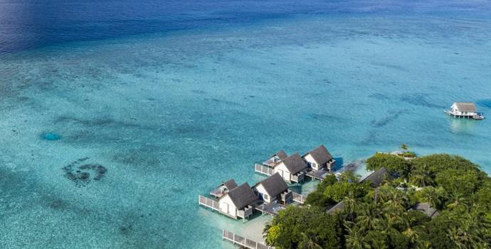 Aerial, Three Bedroom Land and Ocean Suite, Four Seasons Resort Maldives
