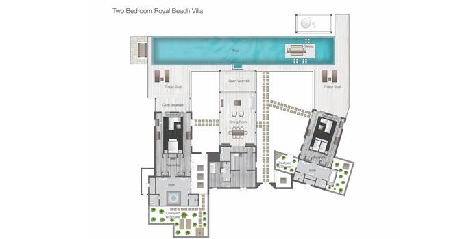 Floorplan, Two Bedroom Royal Beach Villa, Four Seasons Resort Maldives