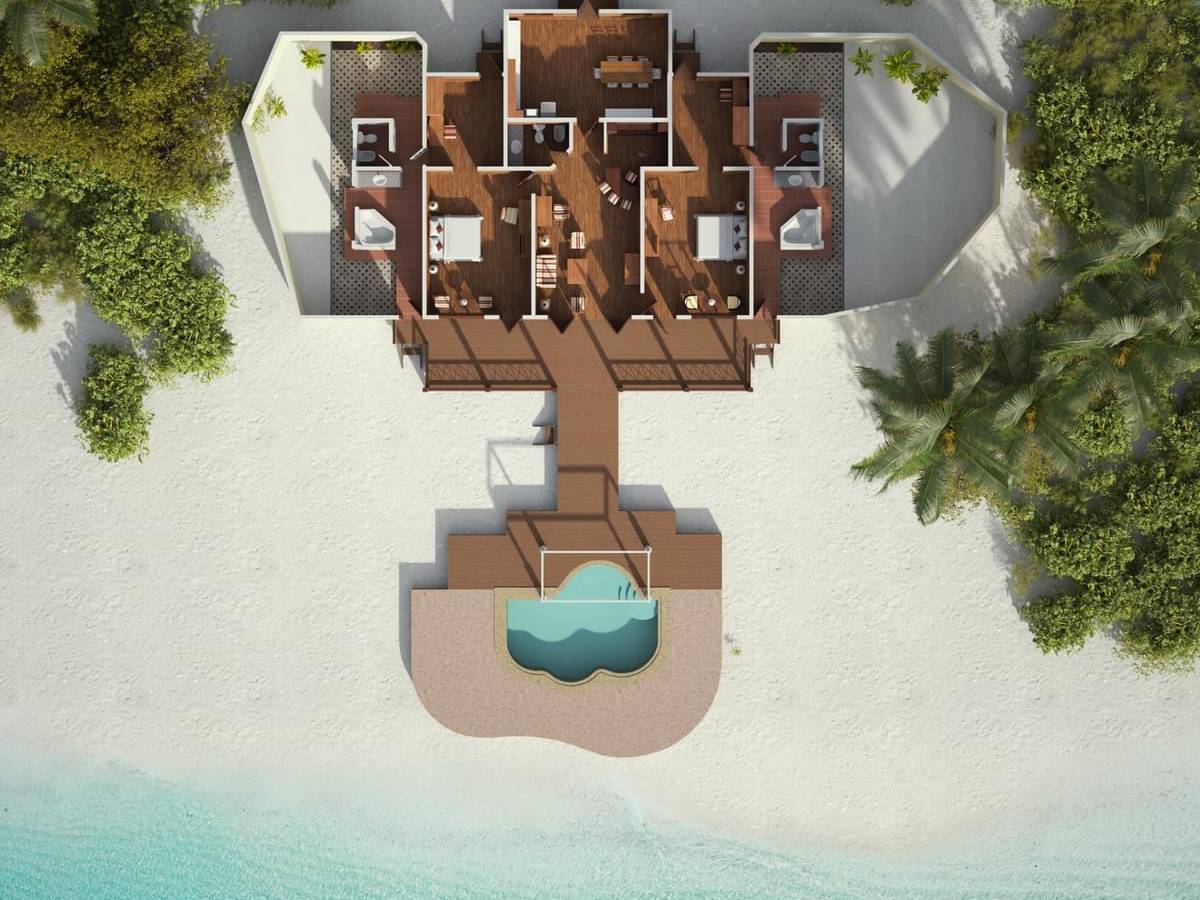Grundriss, Two-bedroom Beach Pool Residence