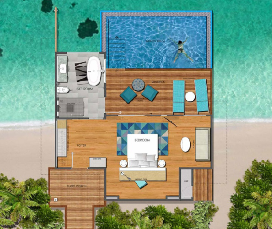Kandima, Ocean Pool Villa, Floorplan