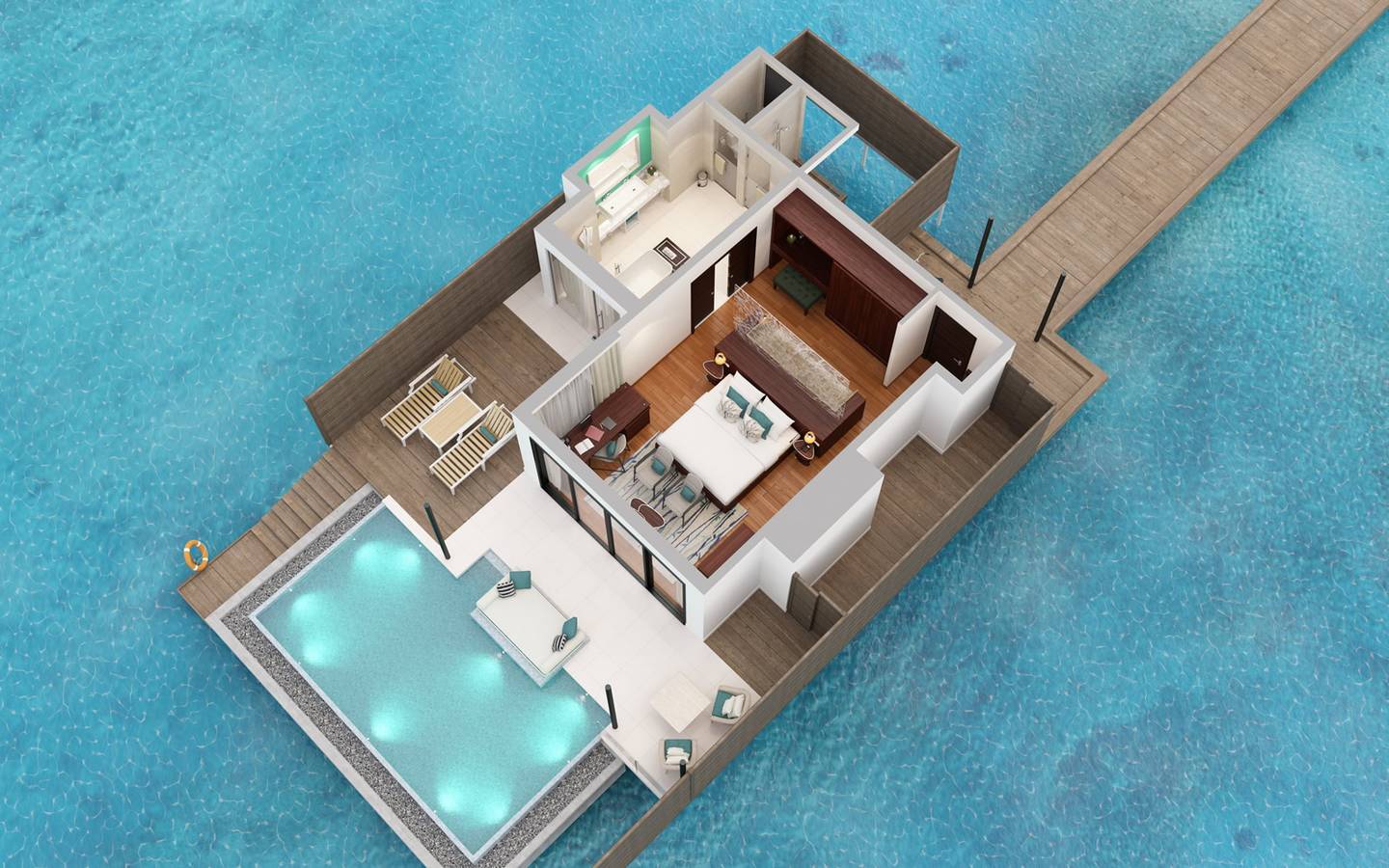 Water Villa mit Pool