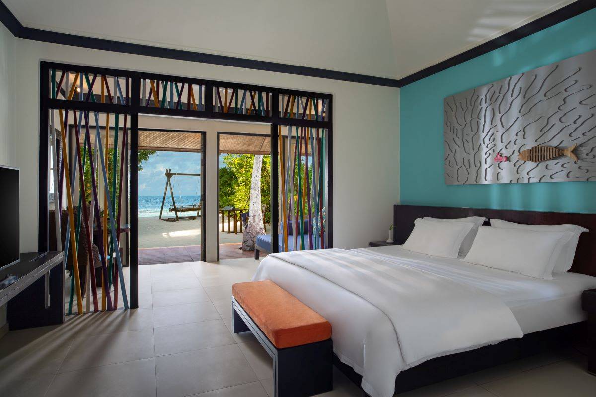 Dhawa Ihuru, Malediven, Beachfront Villa, Schlafzimmer