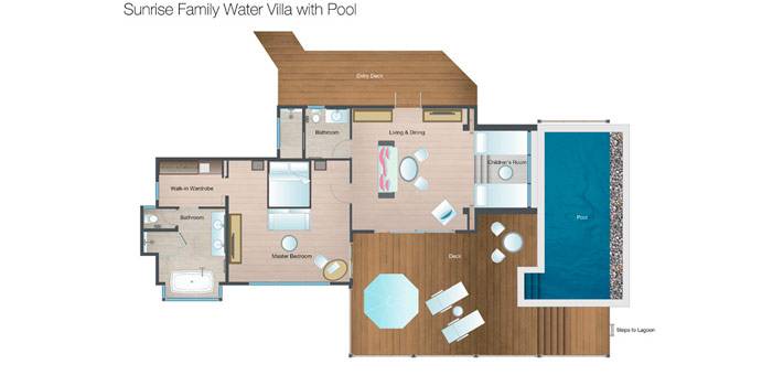 Grundriss, Sunrise Family Water Villa with Pool, Four Seasons Resort Maldives at Kuda Huraa