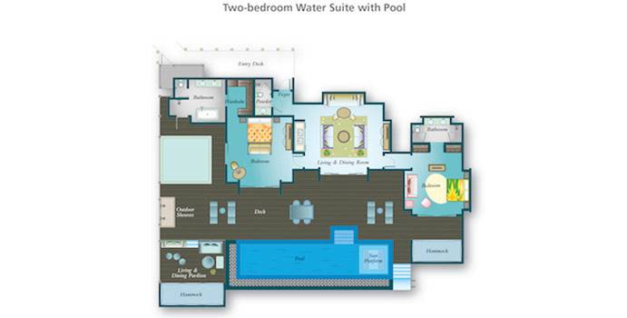 Grundriss, Two Bedroom Water Suite with Pool, Four Seasons Resort Maldives at Kuda Huraa