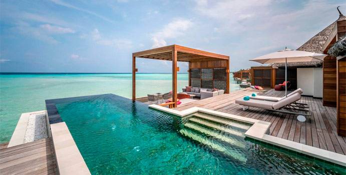 Infinity Pool, Sunset Two Bedroom Water Suite with Pool, Four Seasons Resort Maldives at Kuda Huraa