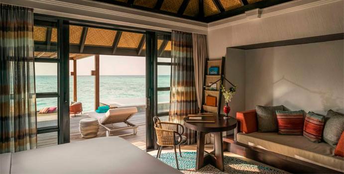 Schlafzimmer 2, Sunset Three Bedroom Water Suite with Pool, Four Seasons Resort Maldives at Kuda Huraa