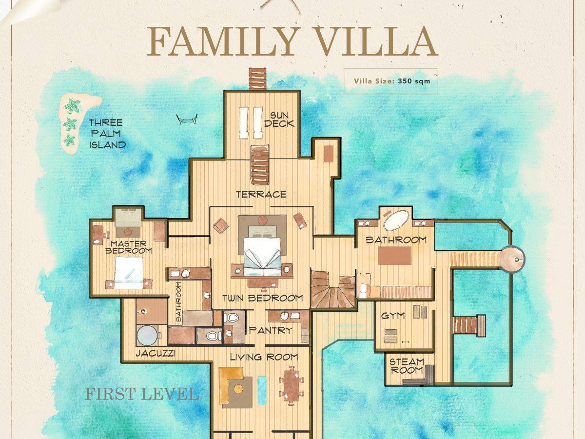 Gili Lankanfushi, Family Villa, Grundriss
