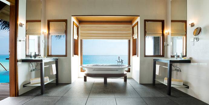 Badezimmer, Lagoon Bungalow with Pool, Huvafen Fushi Maldives