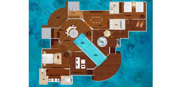 Grundriss, Two Bedroom Ocean Pavilion with Pool, Huvafen Fushi Maldives