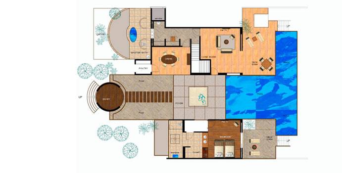 Grundriss Parterre, Two Bedroom Beach Pavilion with Pool, Huvafen Fushi Maldives