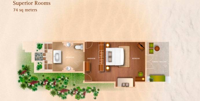 Grundriss, Superior Room, Kurumba Maldives