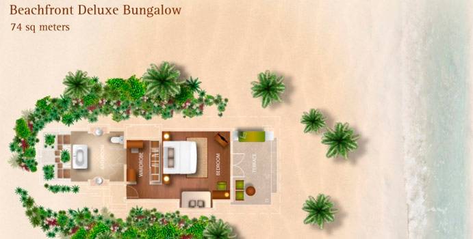 Grundriss, Beachfront Deluxe Bungalow, Kurumba Maldives