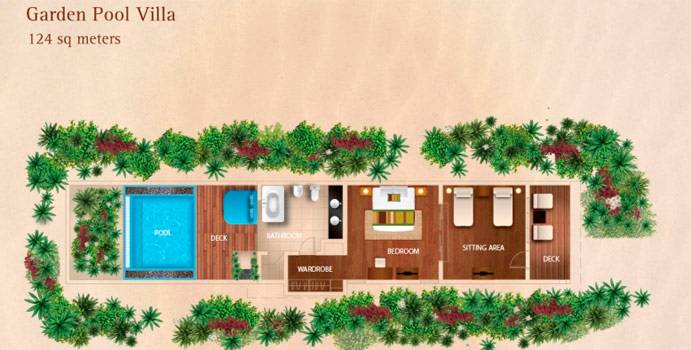 Grundriss, Garden Pool Villa, Kurumba Maldives
