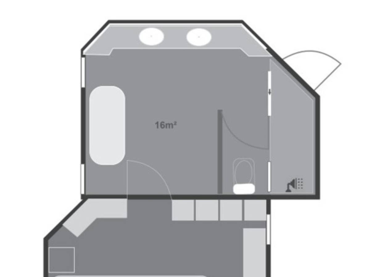 Thulhagiri Island Resort, Malediven, Standard Deluxe Beach Bungalow, Grundriss