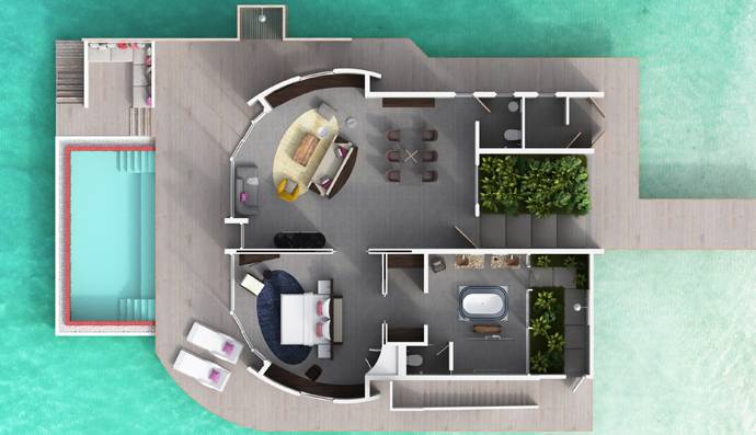 Floorplan, Prestige Water Villa mit Pool, Jumeirah Maldives