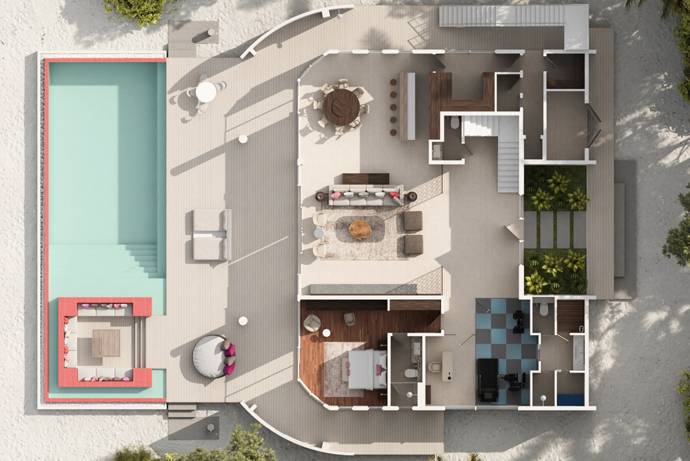 Floorplan, Three Bedroom Beach Retreat, Jumeirah Maldives