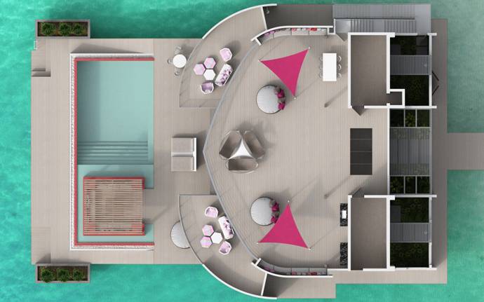 Floorplan, Three Bedroom Over Water Retreat, Jumeirah Maldives