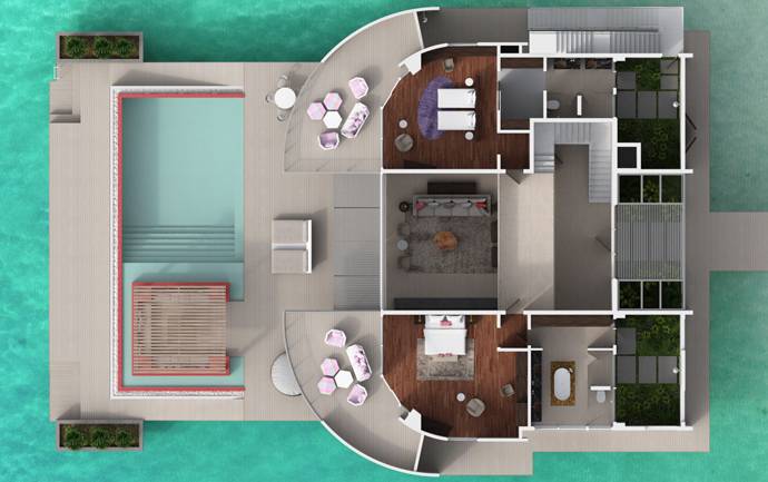 Floorplan, Three Bedroom Over Water Retreat, Jumeirah Maldives