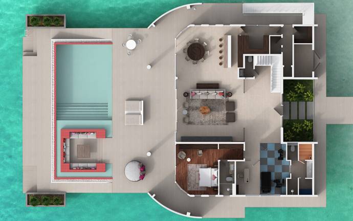 Floorplan, Three Bedroom Over Water Retreat, Jumeirah Maldives