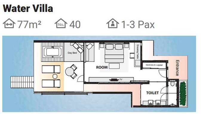 Grundriss, Water Villas, Paradise Island Resort & SPA