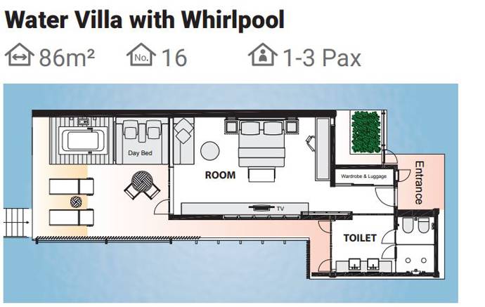 Grundriss, Water Villa with Whirlpool, Paradise Island Resort & SPA