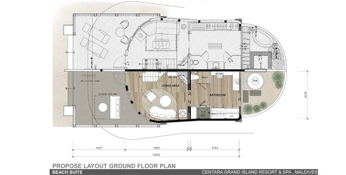 Grundriss Parterre, Beach Suite, Centara Grand Island Resort & Spa