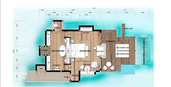 Grundriss, Ocean Water Villa, Centara Grand Island Resort & Spa