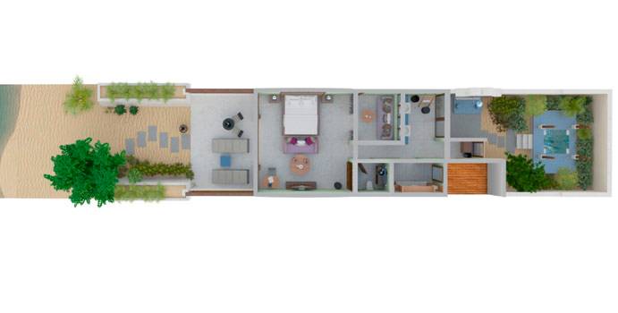 Grundriss, Beach Villa, Conrad Maldives Rangali Island