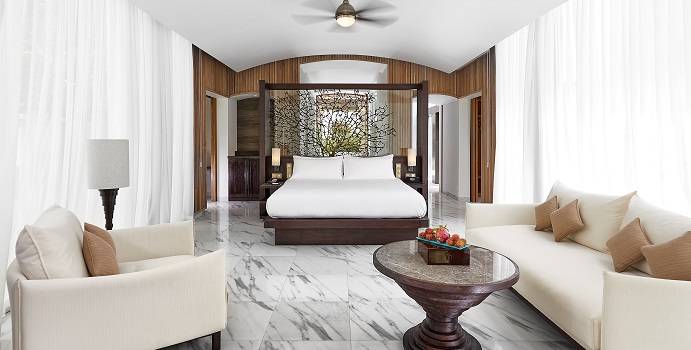 Schlafen, Deluxe Beach Villa, Conrad Maldives Rangali Island