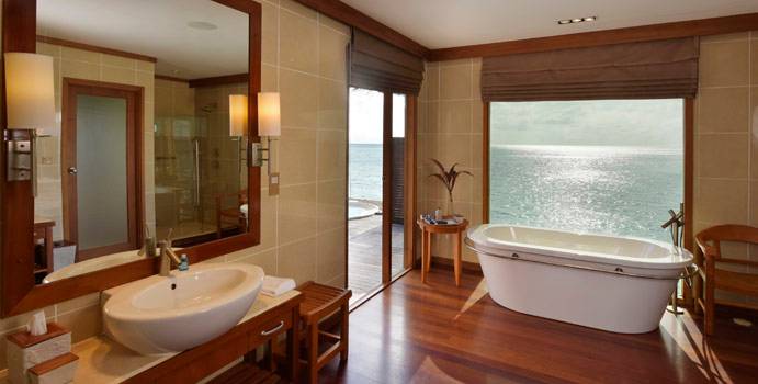 Bad, Deluxe Water Villa, Conrad Maldives Rangali Island